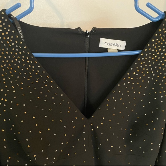 New with tags-Calvin Klein black dress with small gold and silver accent sequins - Picture 2 of 4